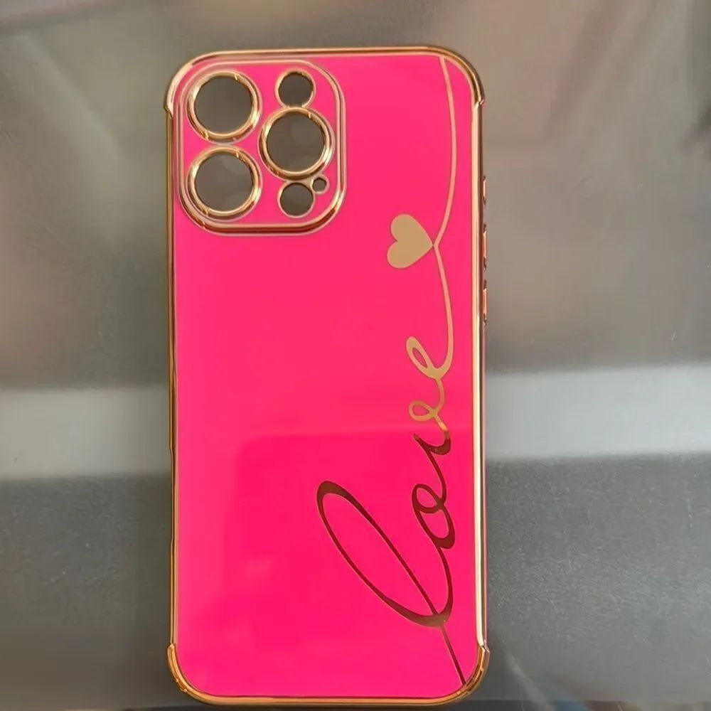 iPhone 16 Pro Max Stylish Pink and Gold Phone Case